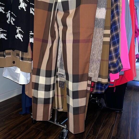 Burberry Aimie Tailored Check Print Button Hem Pant in Dark Birch Brown - Picture 16 of 17